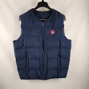 Mercer + Mettle Vest Mens XL Dark Blue Zip Puffer Jacket Company Logo